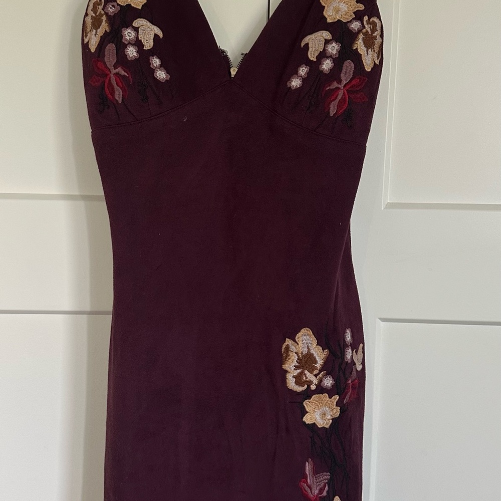 Privy Red and Pink Asymmetrical Embellished Mini Dress